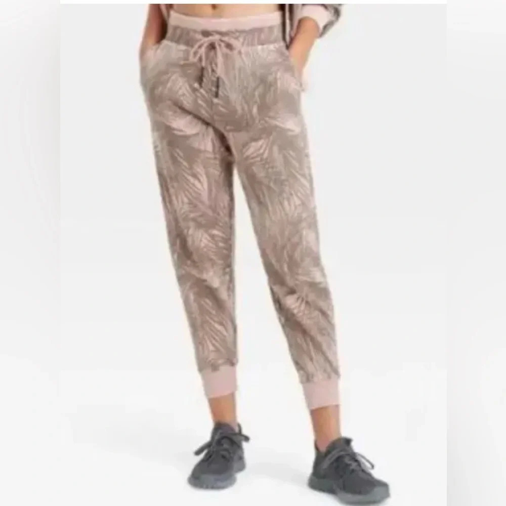 JoyLab Pink Palms High Waist Joggers XS